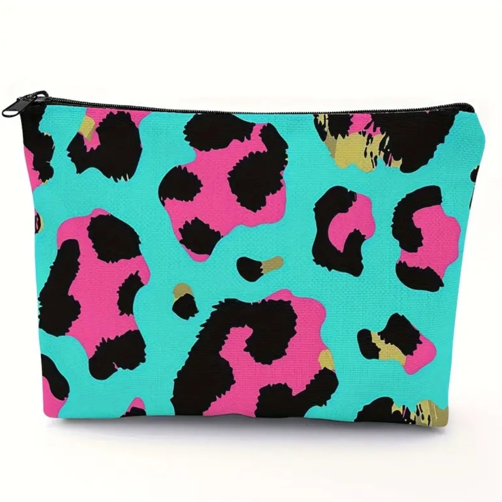 Colorful Leopard Print Cosmetics Bag